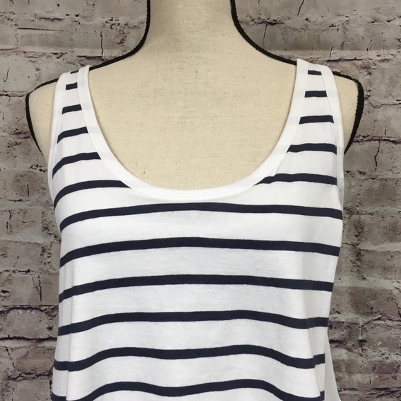 Zara Navy White Stripe Sleeveless Tank Top - Picture 2 of 8